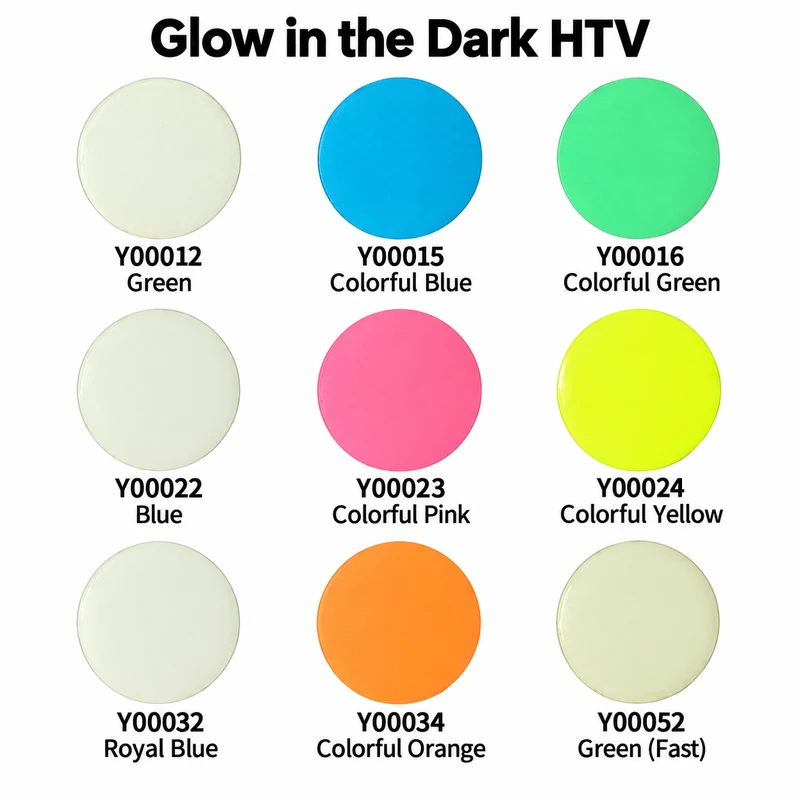 Glow-in-the-Dark Heat Transfer Vinyl — Color card